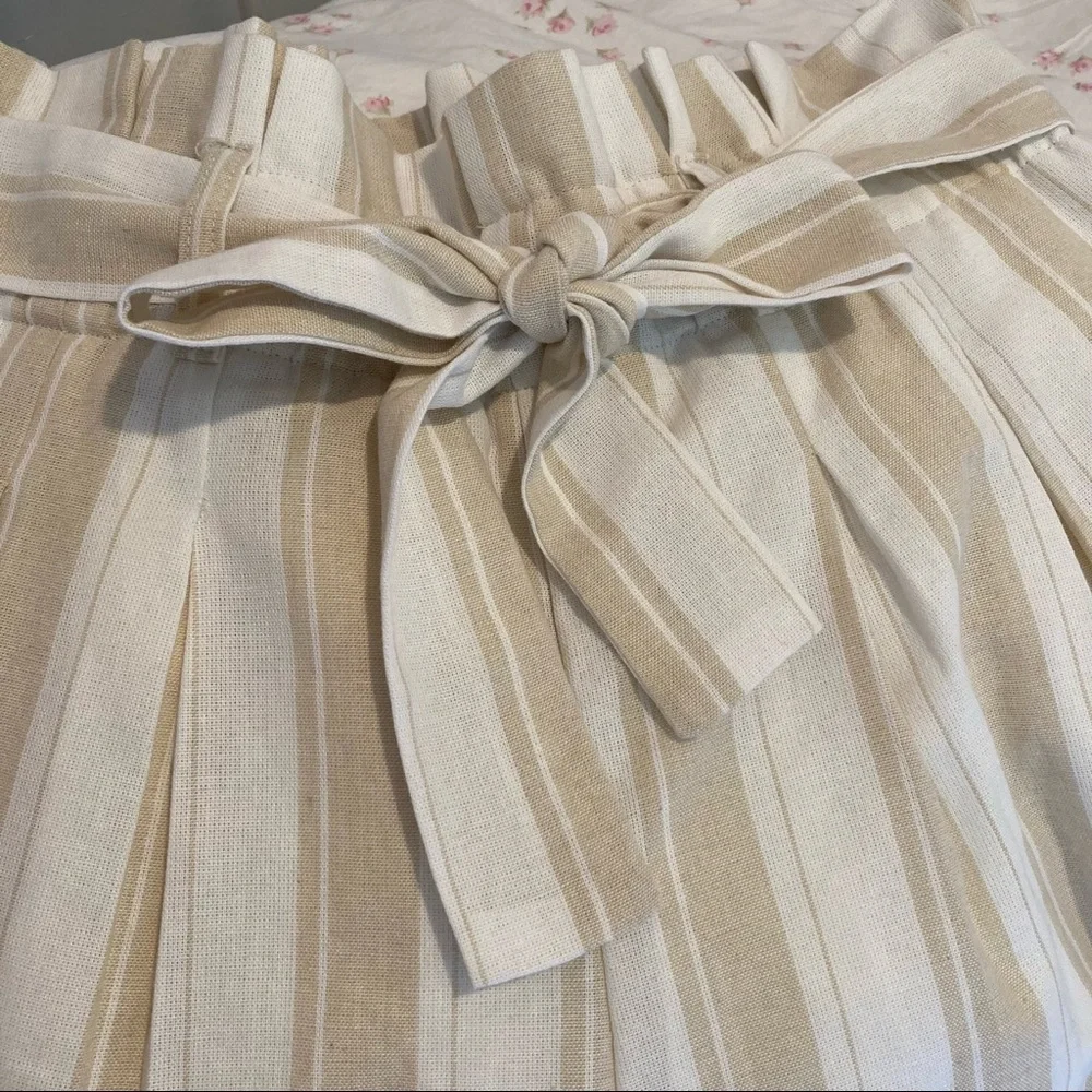 Francesca’s Striped High-Waisted Paperbag Shorts